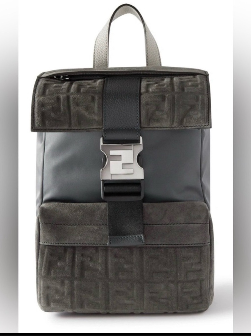 Fendi - Mini Leather-Trimmed Logo-Embossed Suede and Shell Sling Backpack